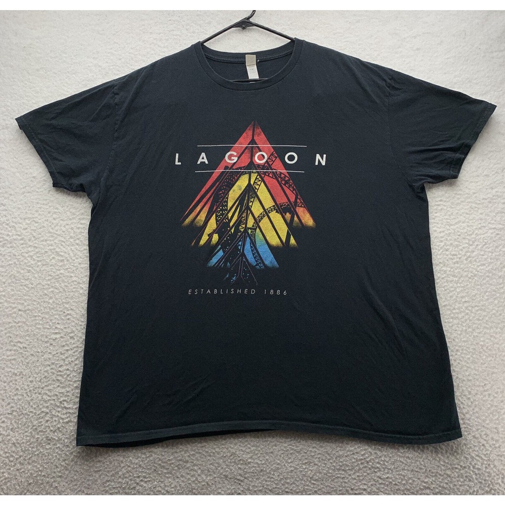 Anvil Graphic T-Shirt Mens 2XL XXL Lagoon Amusement Park Farmington Ohio Black